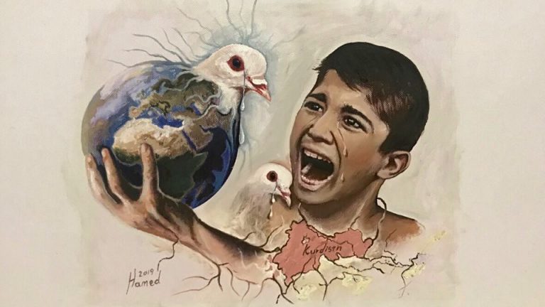 رسام كردي يهز مواقع التواصل الاجتماعي برسمه لوحة للطفل السوري محمد حميد
